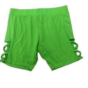 Neon Green Cut Out Biker Shorts
